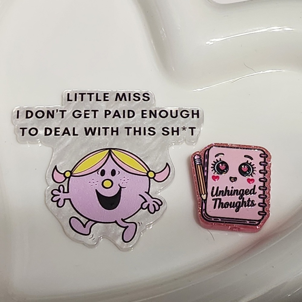 Little Miss Dont Get Paid Enough Flatback Focal Bead Badge Funny Beaded Pen
